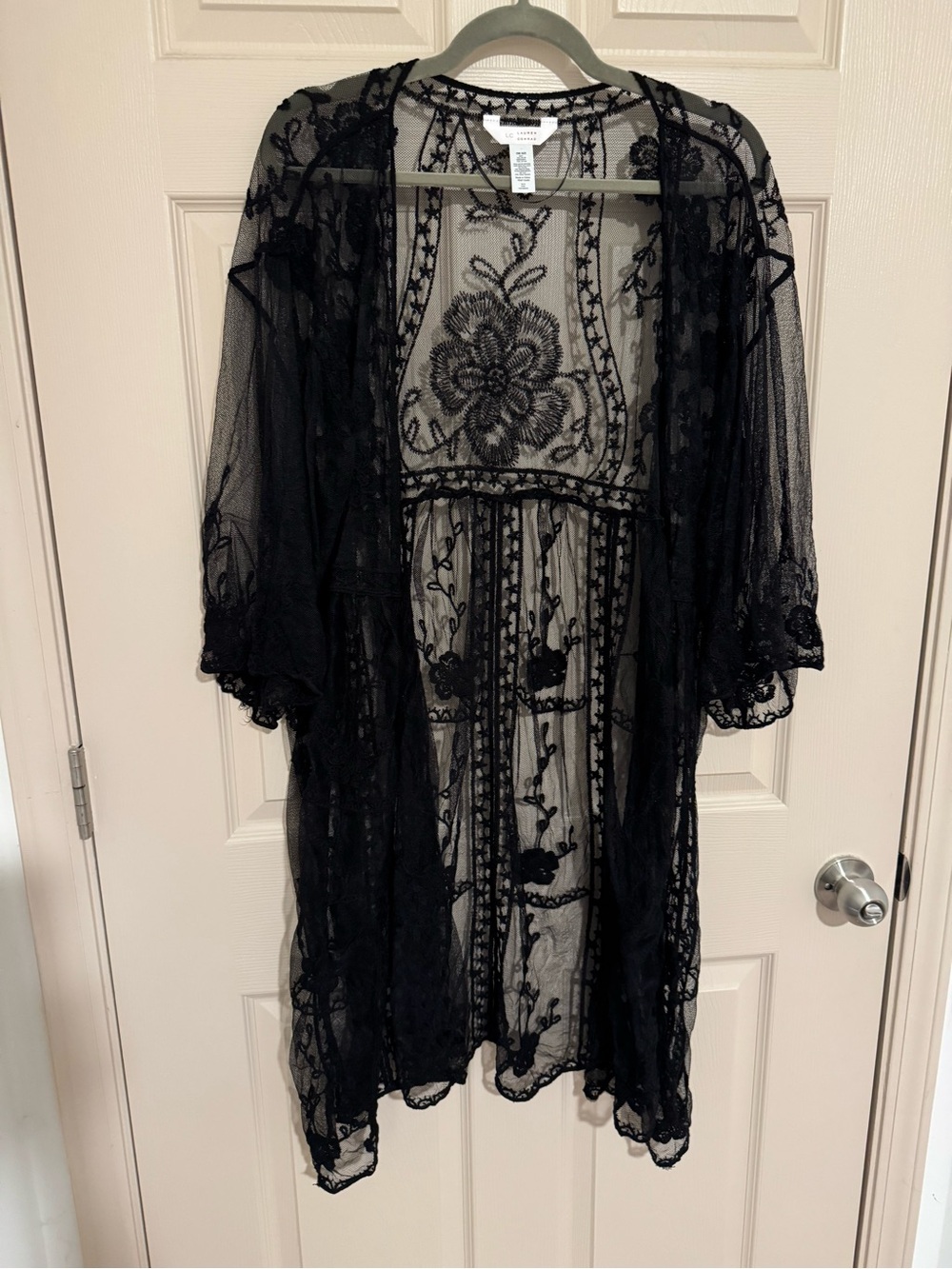 LC Lauren Conrad Black Sheer Floral Lace Overlay